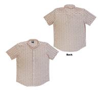 AC/DC Unisex Casual Shirt Short Sleeves White with Repeated Red/White Logo (L)