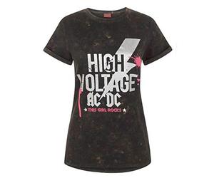 AC/DC Comics High Voltage Acid Wash Women's T-Shirt Black