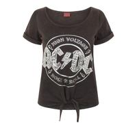 AC/DC Comics Womens/Ladies High Voltage Sequin Acid Wash TieS Black NS4286