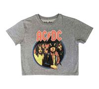AC/DC Crop Top T Shirt Highway To Hell Circle Band Logo new Official Womens Grey