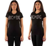 ACDC Women's AC/DC Rhinestone T-Shirt, Black (Black Black), 10 (Manufacturer Size: Medium)