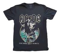 AC/DC For Those About To Rock Yellow Outlines T-Shirt in Black | Size: XL AC/DC Black XL