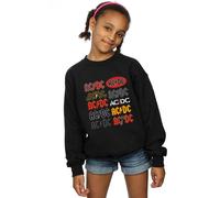 AC/DC Girl's Multi Logos Sweatshirt in Black | Size: 9 Years AC/DC Black 9 Years