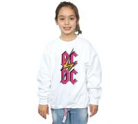 AC/DC Girl's Vertical Logo Sweatshirt in White | Size: 5-6 Years AC/DC White 5-6 Years