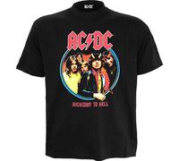 AC/DC - HIGHWAY TO HELL - Front Print T-Shirt Black Spiral Black M
