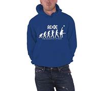 AC/DC Hoodie Evolution of Rock Band Logo Official Mens Navy Blue Pullover L
