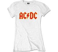 AC/DC Ladies T-Shirt Logo (Retail Pack) White
