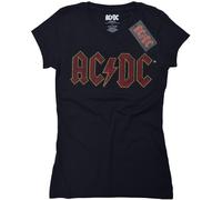 AC DC Ladies T Shirt Red Logo Diamante Official Skinny Sparkly Embellished New