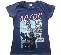AC/DC Ladies T-Shirt: Vintage DDDDC (X-Small), Blue, M