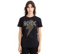AC/DC Leopard Bolt Ladies T Shirt, Black AC/DC Black S