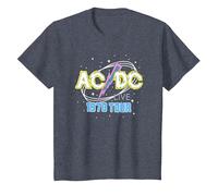 AC/DC Live High Voltage 1978 Tour Yellow and Blue T-Shirt, Youth, Heather Blue, X-Small