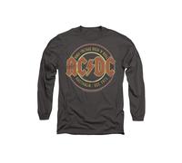 AC/DC Men's ACDC Est. '73 Long Sleeve T Shirt-Charcoal in Charcoal | Size: Medium AC/DC Charcoal M
