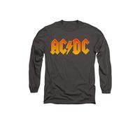 AC/DC Men's ACDC Logo Long Sleeve T Shirt-Charcoal in Charcoal | Size: Medium AC/DC Charcoal M