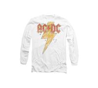 AC/DC Men's ACDC Sketch Bolt Long Sleeve T-Shirt, White | Size: Small AC/DC White S
