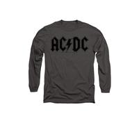 AC/DC Men's ACDC Worn Logo Long Sleeve T Shirt-Charcoal in Charcoal | Size: 2XL AC/DC Charcoal 2XL