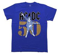 AC/DC Men's Gold Fifty T-Shirt in Blue | Size: XL AC/DC Blue XL