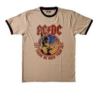 AC/DC Men's Let There Be Rock Tour 1977 Ringer T-Shirt in Light Sand | Size: XL AC/DC Light Sand XL