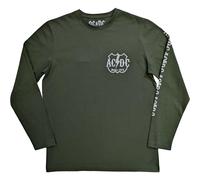 AC/DC Men's Rock Or Bust Cotton Long-Sleeved T-Shirt in Green | Size: Small AC/DC Green S