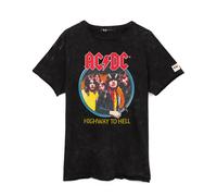 AC/DC T-Shirt for Men and Women | Unisex Black Short Sleeve Rock Band Acid Wash Black Tee | Highway to Hell Album Cover | Music CD Gifts Merchandise Large