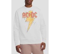 AC/DC Men's Sketch Bolt Crew Sweatshirt, White | Size: Small AC/DC White S