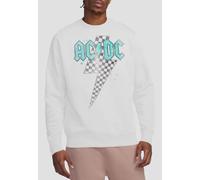AC/DC Men's Skewed Checkerboard Bolt Crew Sweatshirt, White | Size: 2XL AC/DC White 2XL