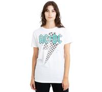 AC/DC Men's Skewed Checkerboard Bolt T-Shirt, White | Size: 2XL AC/DC White 2XL