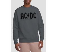 AC/DC Men's Worn Logo Crew Sweatshirt, Charcoal | Size: Large AC/DC Charcoal L