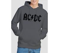 ACDC AC DC Worn Logo Hoodie Charcoal XL Grey