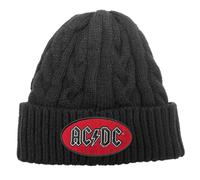 AC/DC Oval Band Logo Cable Knit Beanie Hat - One Size