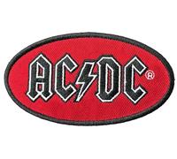 AC/DC Patch Classic Band Logo Oval new Official Red Iron On in Black AC/DC Black