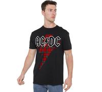 AC/DC Plaid Bolt Unisex T Shirt, Black, 3XL