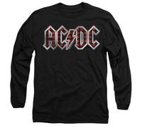 AC/DC Plaid Logo Mens Long Sleeve T Shirt, Black, Small