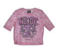 AC/DC Plug Me in Long Sleeve Mesh Crop Top L Pink