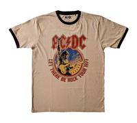AC/DC Ringer T Shirt Let There Be Rock Tour '77 new Official Unisex Sand