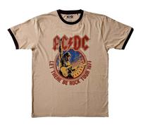 AC/DC Ringer T Shirt Let There Be Rock Tour '77 new Official Unisex Sand