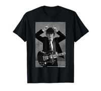 AC DC Rock Icon Black and White Guitar Pose T-Shirt