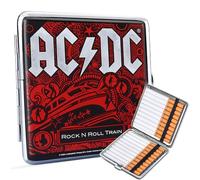 AC/DC Rock N Roll Train Cigarette Case - Metal & PU Leather Cigarette Case for 20 Cigarettes - Durable Cigarette Box with Artistic Design - Slim Pocket Case for Men & Women - Gift for Smokers