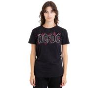 AC/DC Roses Logo Ladies T Shirt, Black AC/DC Black L