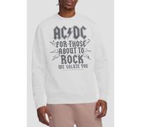 AC/DC Salute Crew Sweatshirt, White | Size: Large AC/DC White L