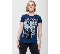 AC/DC T Shirt Dirty Deeds Vintage Logo Skinny Fit Navy Blue Official Womens