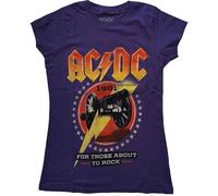 AC/DC T Shirt for Those About to Rock 81 Official Womens Skinny Fit Purple M