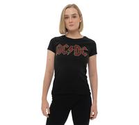 AC/DC T Shirt Full Colour Diamante Logo Official Womens Skinny Fit Black M