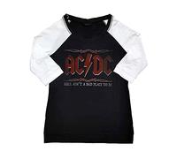 AC/DC T Shirt Hell Aint A Bad Place Official Black Raglan 3/4 Sleeve Womens XL