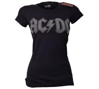 AC DC T Shirt Logo Diamante Sparkly Embellished Ladies Skinny New Official