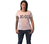 AC/DC T Shirt Mono Leopard Print Band Logo Official Womens Skinny Fit White M
