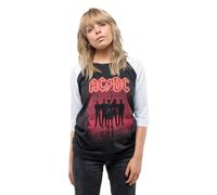 AC/DC T Shirt PWR-UP UK Band Logo new Official Raglan Womens Skinny Fit Black