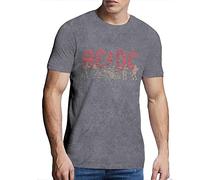 AC/DC T Shirt Vintage Silhouettes Official Mens Snow Wash Charcoal Grey