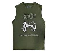 AC/DC Tank Top Muscle T Shirt About to Rock Band Logo Official Unisex Green M