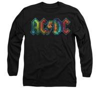 AC/DC Tie Dye Logo Mens Long Sleeve T Shirt, Black, M