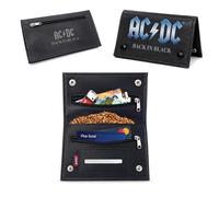 AC/DC Tobacco Pouch - Rolling Tobacco Storage Case with Zip Compartments & Snap Button - Baccy Pouch for Papers, Filters & Accessories - Compact Leather Style Tobacco Wallet for Travel
